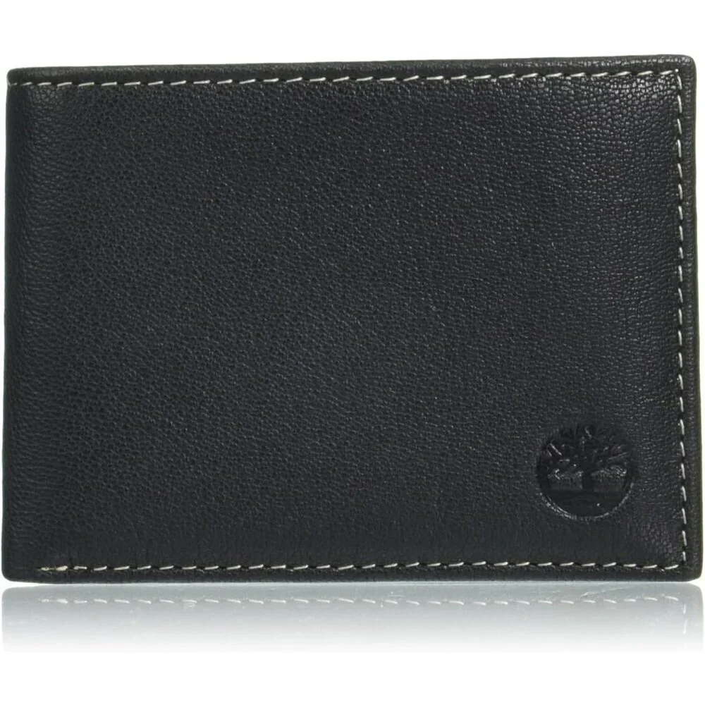 🆕Men Black Leather Passcase Security RFID Wallet, Black, One Size